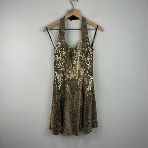 Vintage Gold Sequined Flirtations By Alfred Angelo Mini Party Dress